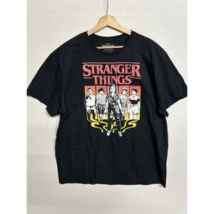 Stranger Things Shirt Men 2XL Black Graphic Netflix Cotton Eleven Show Cast Tee